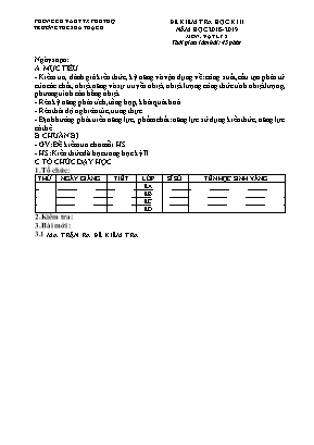 Ma trận và đề kiểm tra học kỳ II môn Vật lý Lớp 8 - Năm học 2018-2019 - Phòng GD và ĐT Thị xã Phú Thọ (Có đáp án)